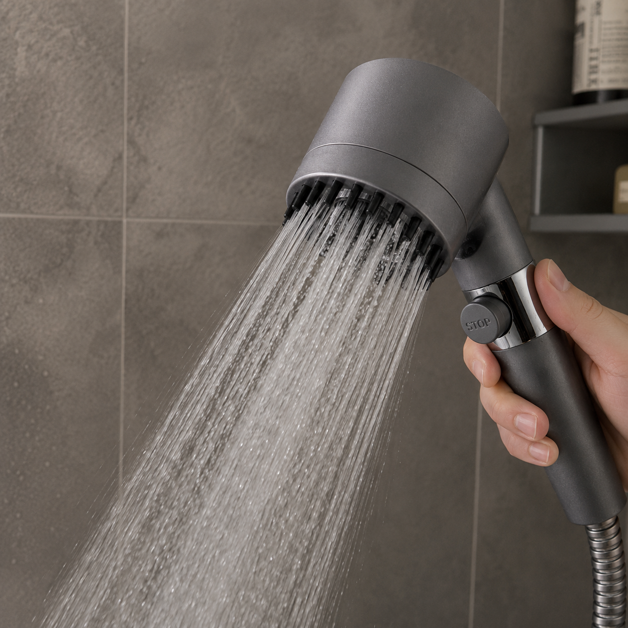 RAINLY shower head in Mixed mode blending jet and rainfall