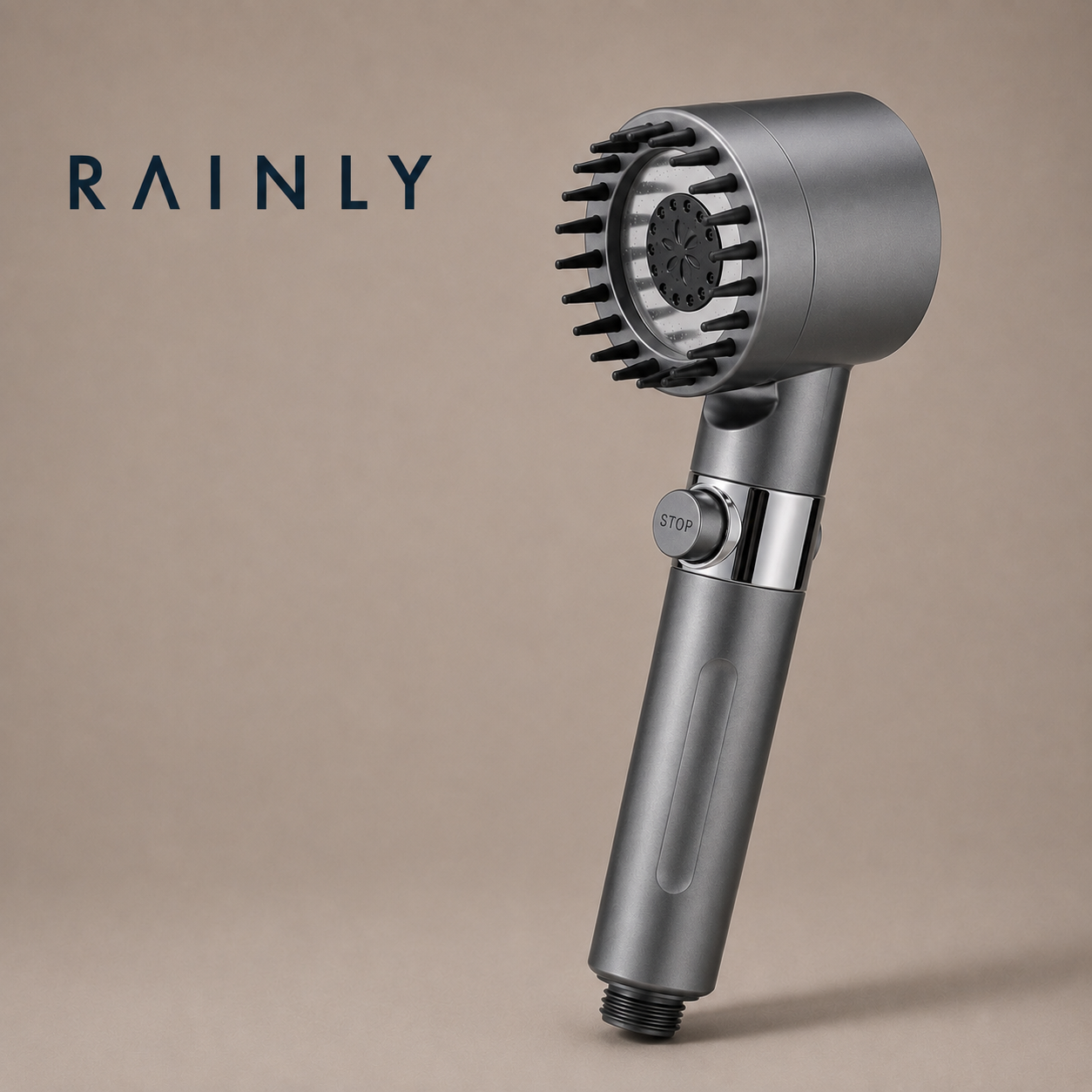 RAINLY gray filtered handheld shower head